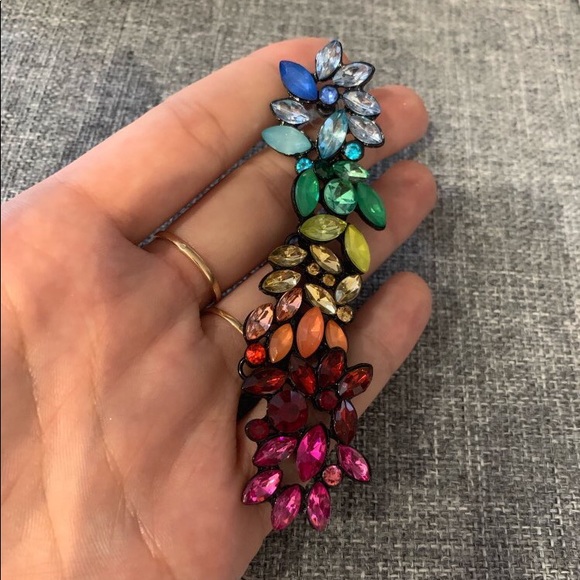 Rainbow Rhinestone Colorful Party Drop Earrings - Picture 4 of 8